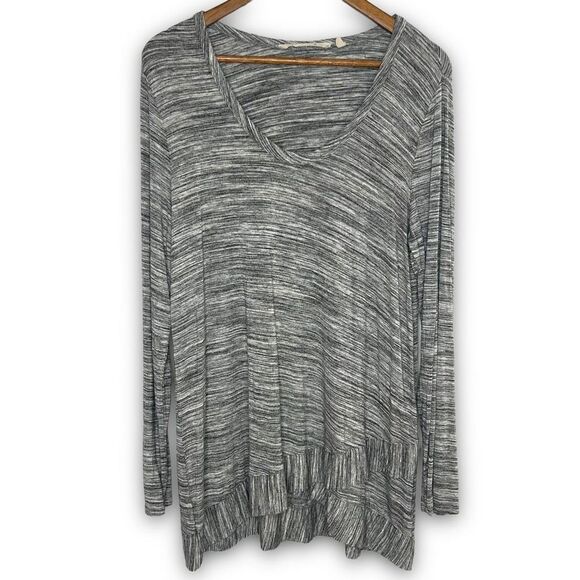 Soft Surroundings Waldport Women's Gray Black Heather Tulip Hem‎ Top Medium - Picture 1 of 13
